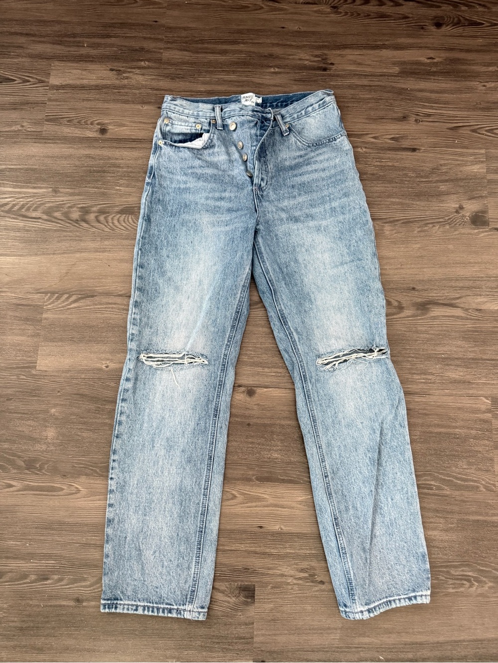 Princess Polly high rise distressed straight jeans 4